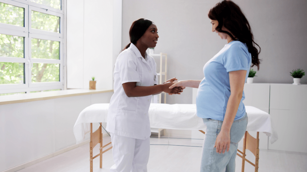 A doctor is talking to a patient