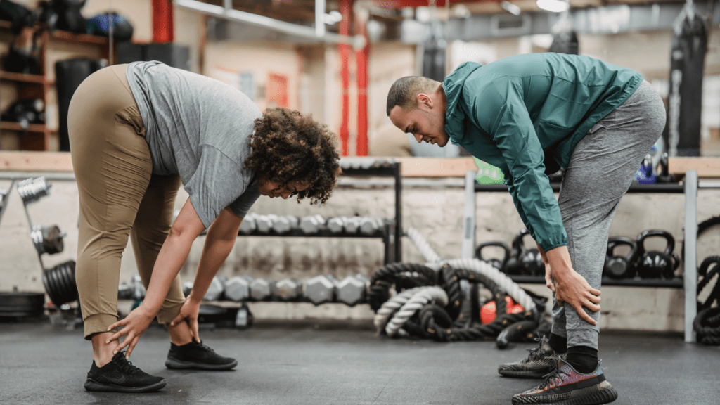 A person and a person in a crossfit gym