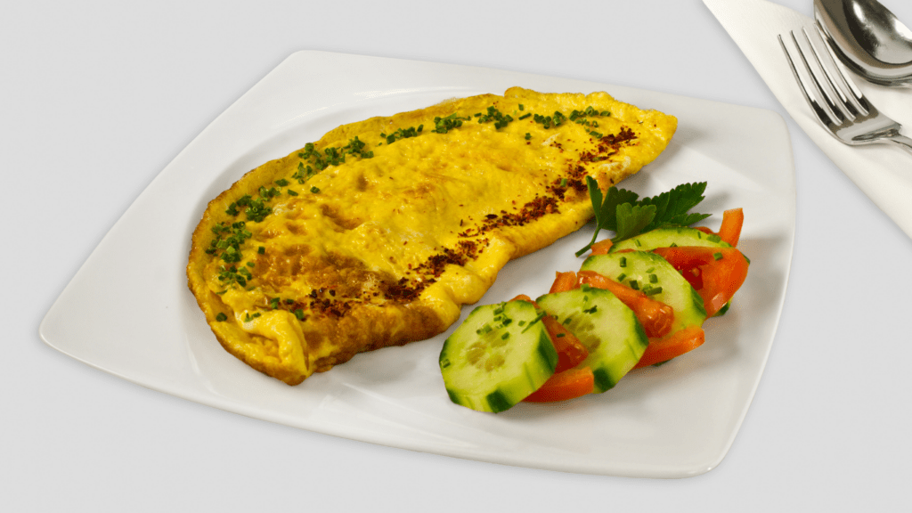 an omelet on a white plate