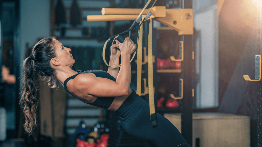 a person is working out in the gym