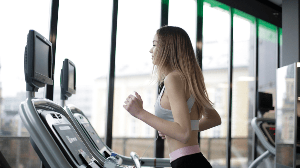 A person is running on a treadmill