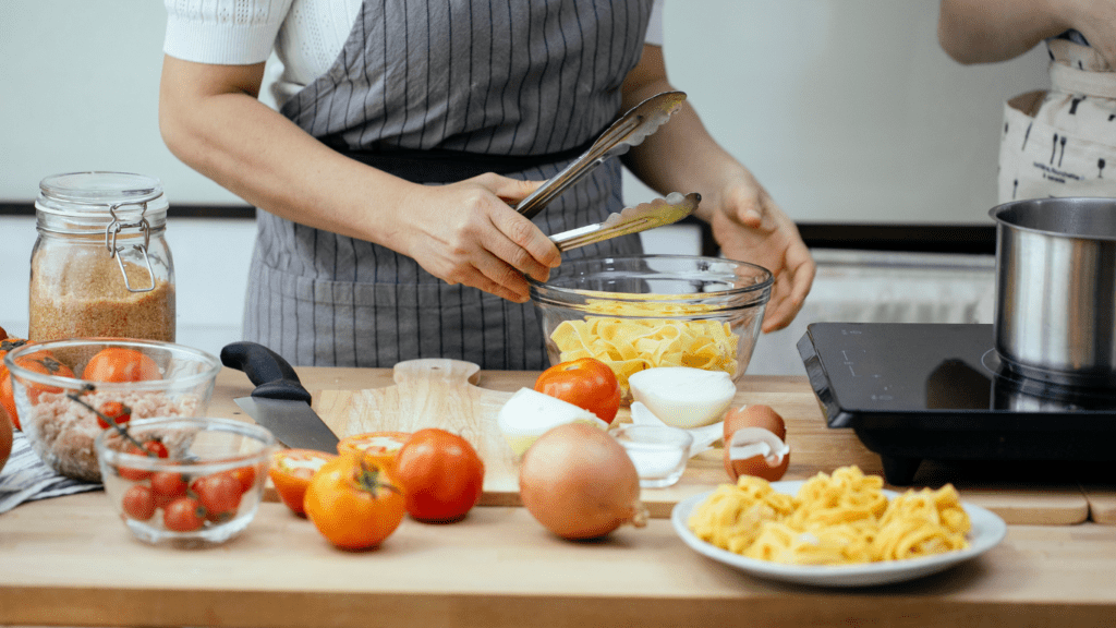 a person preparing a meal